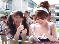 UhFuck presents: Cosplay teens cockriding at pool party