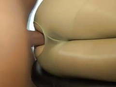 UhFuck presents: Sexy brunette anal in tan pantyhose