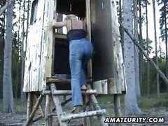UhFuck presents: Mature amateur wife sucks and fucks outdoor with facial cum