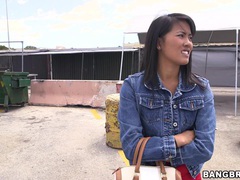 UhFuck presents: Smoking hot girl angelina shows off her round butt in the car, Couple, Reality, Car Fucking, Asian, Pussy, Hot Ass, Money
