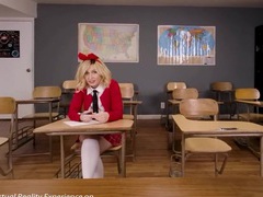 UhFuck presents: Sweet blonde student fucks to pass the exam, Couple, Hardcore, College, Blondes, Panties, Miniskirt, Socks, Cowgirl, Pussy, Shaved Pussy, Skinny, Blowjob, Handjob