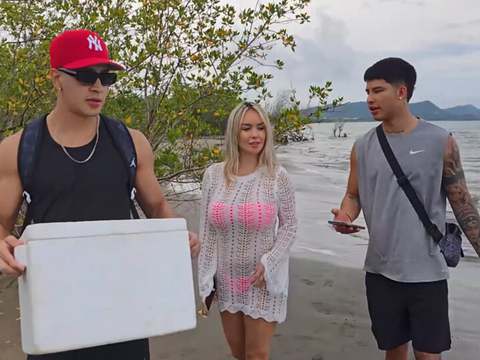UhFuck presents: Threesome on the beach with stepbrothers - danner mendez - tatiana alvarez - max betancur