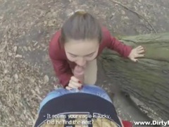 UhFuck presents: Cute brunette gives a pov blowjob in the park
