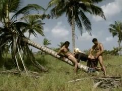 UhFuck presents: Guys dp a blonde chick under a palm tree