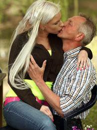 UhFuck presents: Horny blonde teenage beauty riding an old stiff schlong