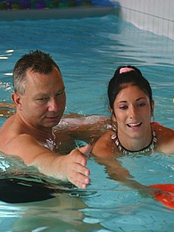 UhFuck presents: Brunette teenage beauty fucked by a horny swim teaching paps