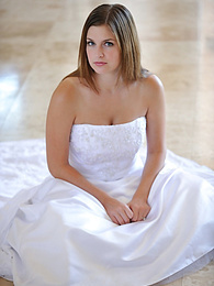 UhFuck presents: Busty glamorous amateur Danielle models wedding gown indoors & by the pool