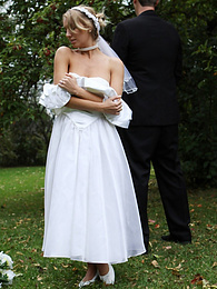 UhFuck presents: Blonde bride Hayley Marie Coppin gets naked on a lawn while taking her vows